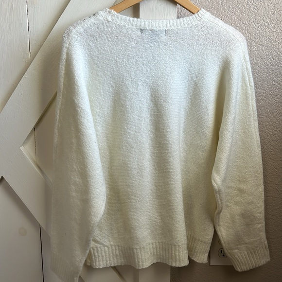 Cream crew neck Pull On Knit Sweater with gems - Picture 4 of 5